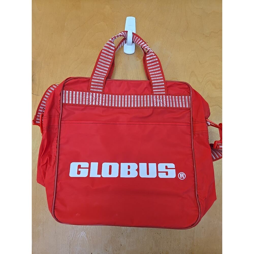 Vintage Globus Tote Travel Bag Carry-On in Red Nylon with Shoulder Strap
